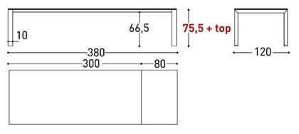 Алюминиевый прямоугольный выдвижной стол с порошковым покрытием Varaschin дольмен ARCH-00014195 - Вид №7