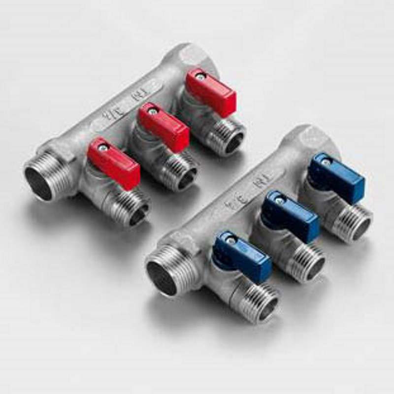 Коллектор НВ 3/4" с кранами с утолщенными стенками никелированный TIEMME 4 выхода 1/2"Н 36мм 1820019