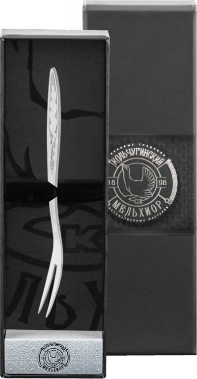 10643603 Кольчугино Вилка для лимона Аргента "Пламя" посеребренная с чернью, п/у Посеребрение 