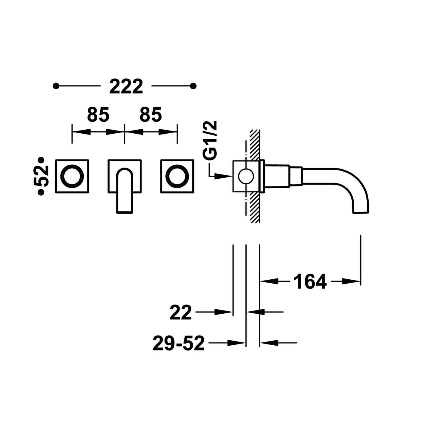 ПРОЕКТ-TRES Скрытый смеситель для умывальника с двумя ручками-21115101KM TRES Project - Вид №1