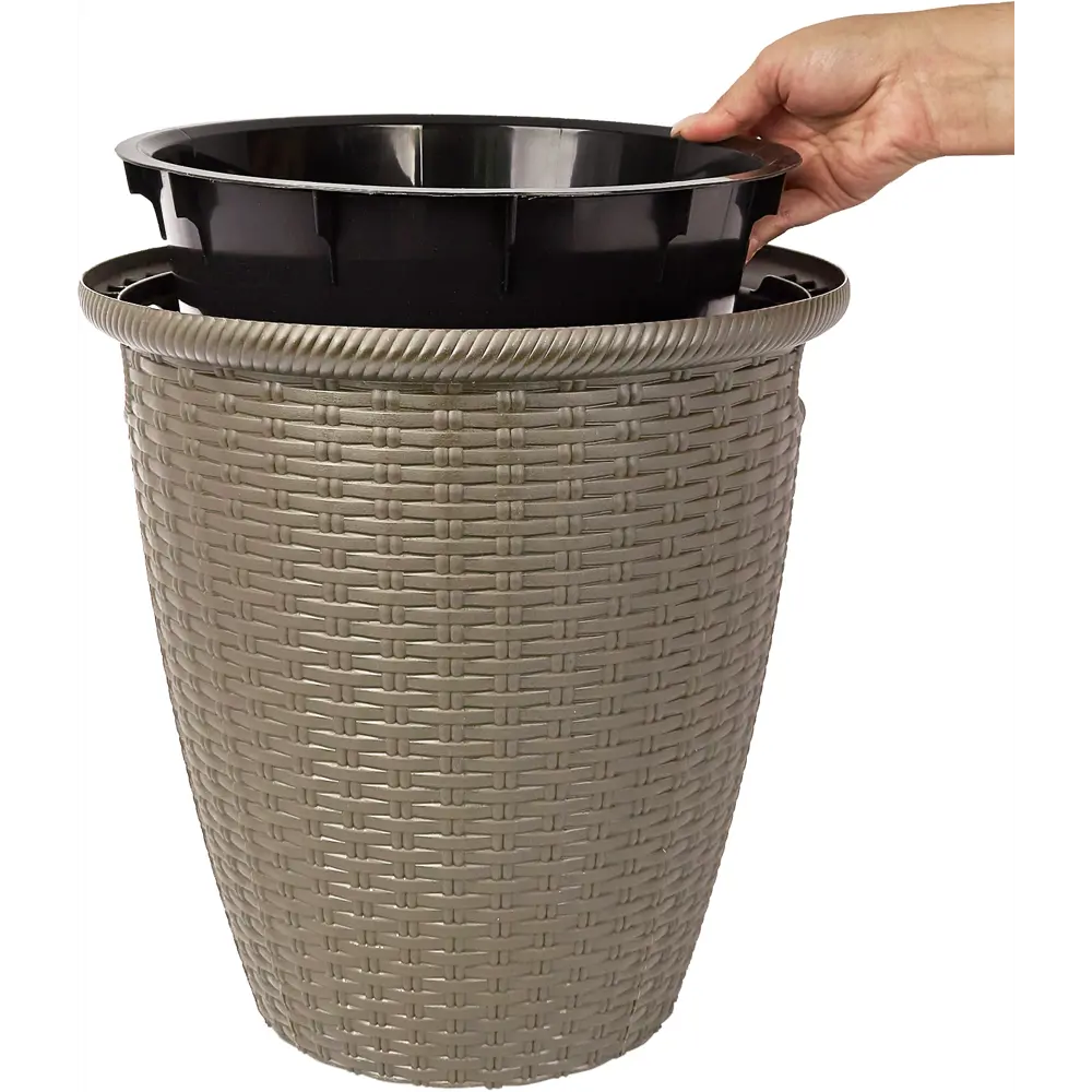 Кашпо для цветов Ingreen Rattan ø26.6 h27.5 см v10 л пластик французский платан STLM-2037057 - Вид №2