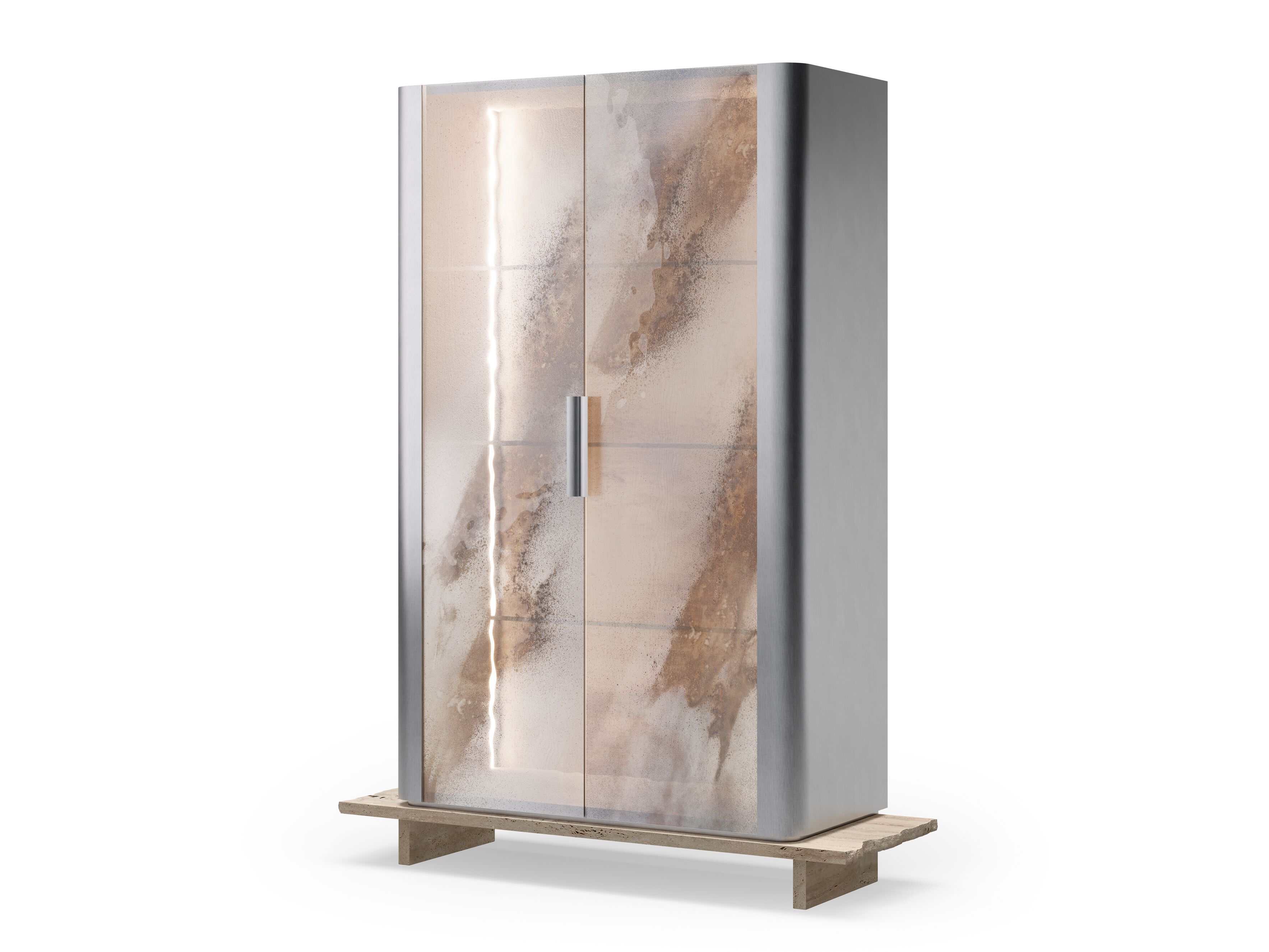 Шкаф из матовой стали и стекла с распашными дверцами ARTE VENEZIANA пещера ARCH-00144225