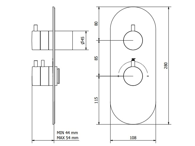 Термостатический смеситель для душа с 2 отверстиями IB AQUA - 1 WAY EUA112 ARCH-00060438 - Вид №1