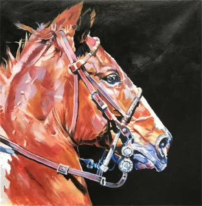 Картина на холсте 100х100 см "Коричневая лошадь" EVENHOME КАРТИНЫ МАСЛОМ 129983 Коричневый;черный;разноцветный