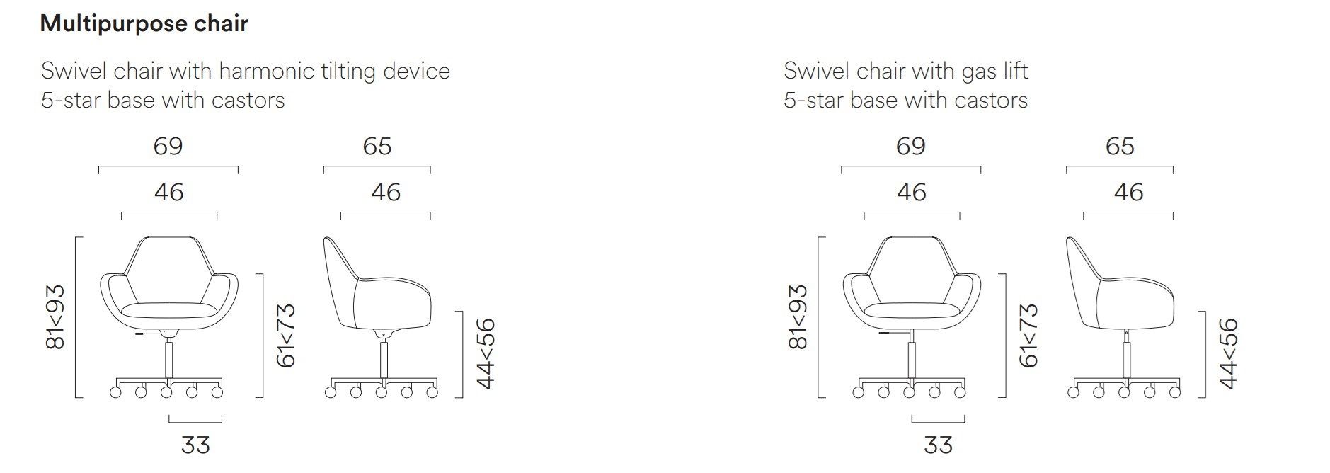 Офисное кресло с регулируемой высотой из ткани с 5 спицами FREZZA Skyline ARCH-00082764 - Вид №5