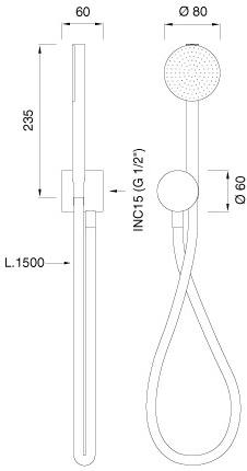Ceadesign Настенная лейка душа из нержавеющей стали с опорой Opus Ops 60h - Вид №1