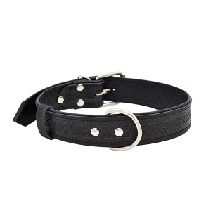 ПР0048302 Ошейник для собак Hight Line с тиснением 35мм 60см черный ZOOEXPRESS
