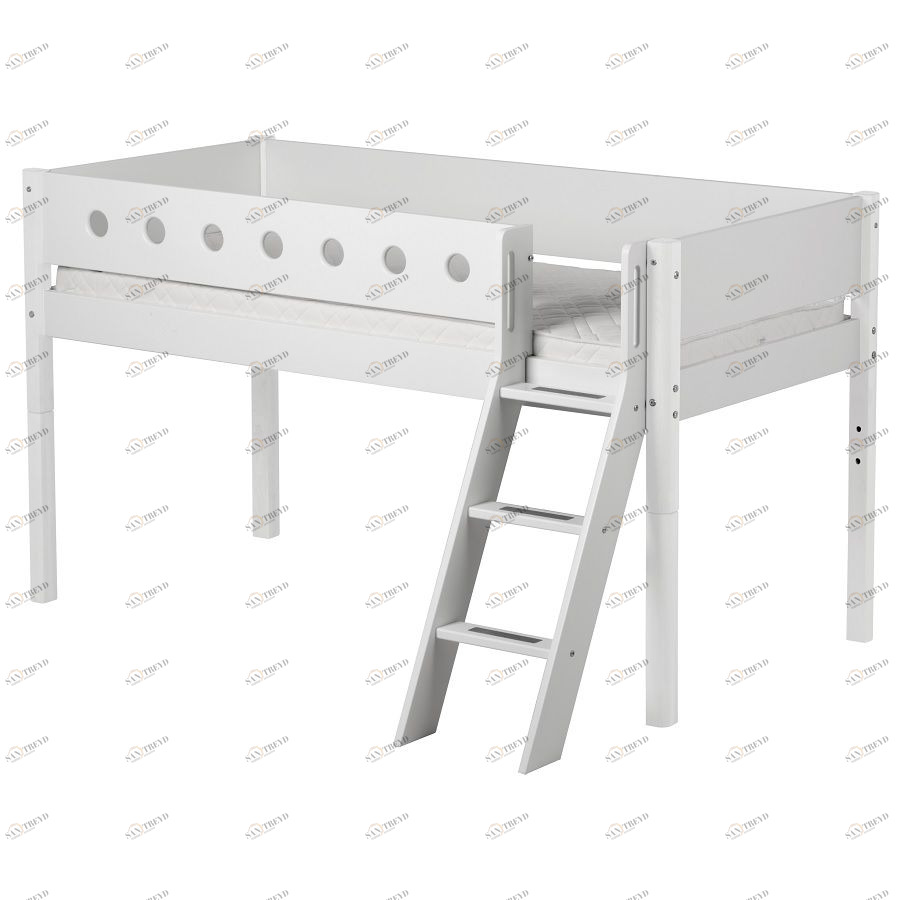Кровать Flexa White с наклонной лестницей, 200 см, белая 801731140