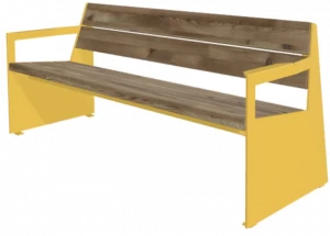 VESTRE Скамейка из стали и дерева с подлокотниками Bloc