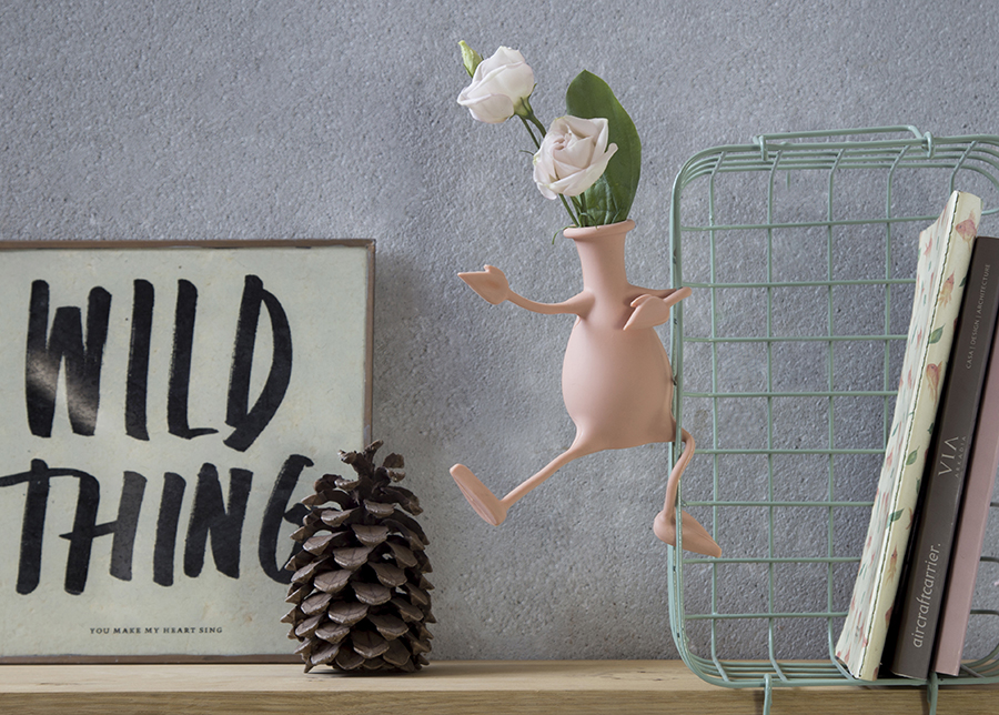 PE557 Ваза для цветов с гибкими ручками florino персиковая Peleg Design  - Вид №3