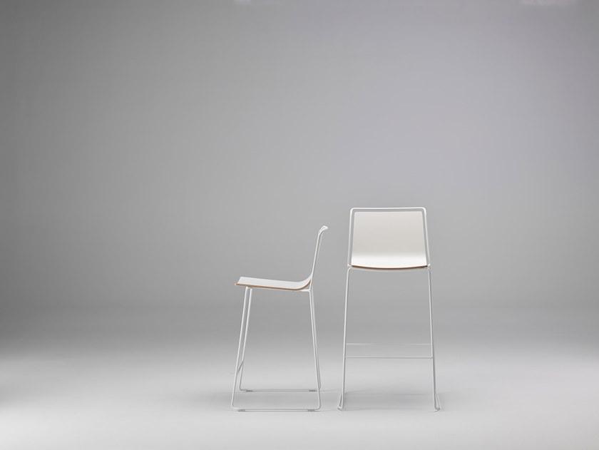 ONDARRETA Стул из высокой стали с сиденьем, обитым кожей Alo sun-id-1428895 - Вид №4