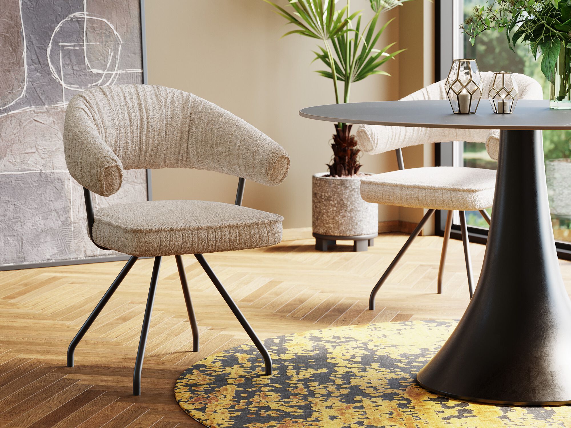 Тканевый поворотный стул с подлокотниками KARE Design ARABELLA ARCH-00028051 - Вид №5