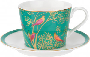 10613419 Portmeirion Чашка чайная с блюдцем Portmeirion "Сара Миллер.Челси" 200мл (зеленая) Фарфор
