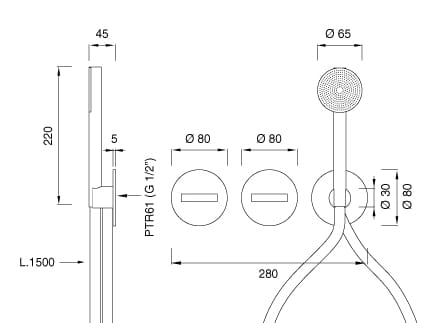 Термостатический смеситель для ванны / душа из нержавеющей стали с переключателем CEADESIGN Бар ARCH-00041360 - Вид №1