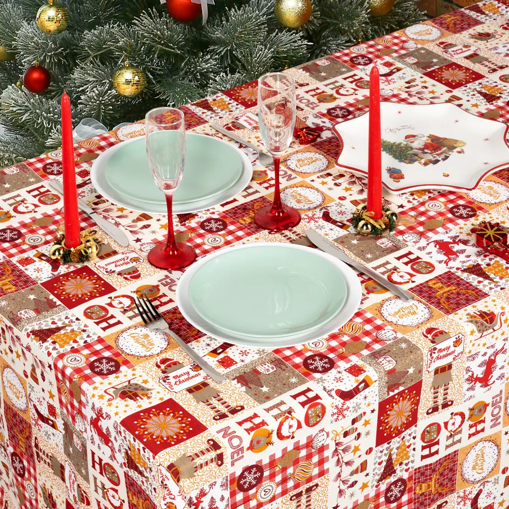 Скатерть "Эльфы", прямоугольная, 136x170 см, цвет красный Altali STLM-2125689 - Вид №3