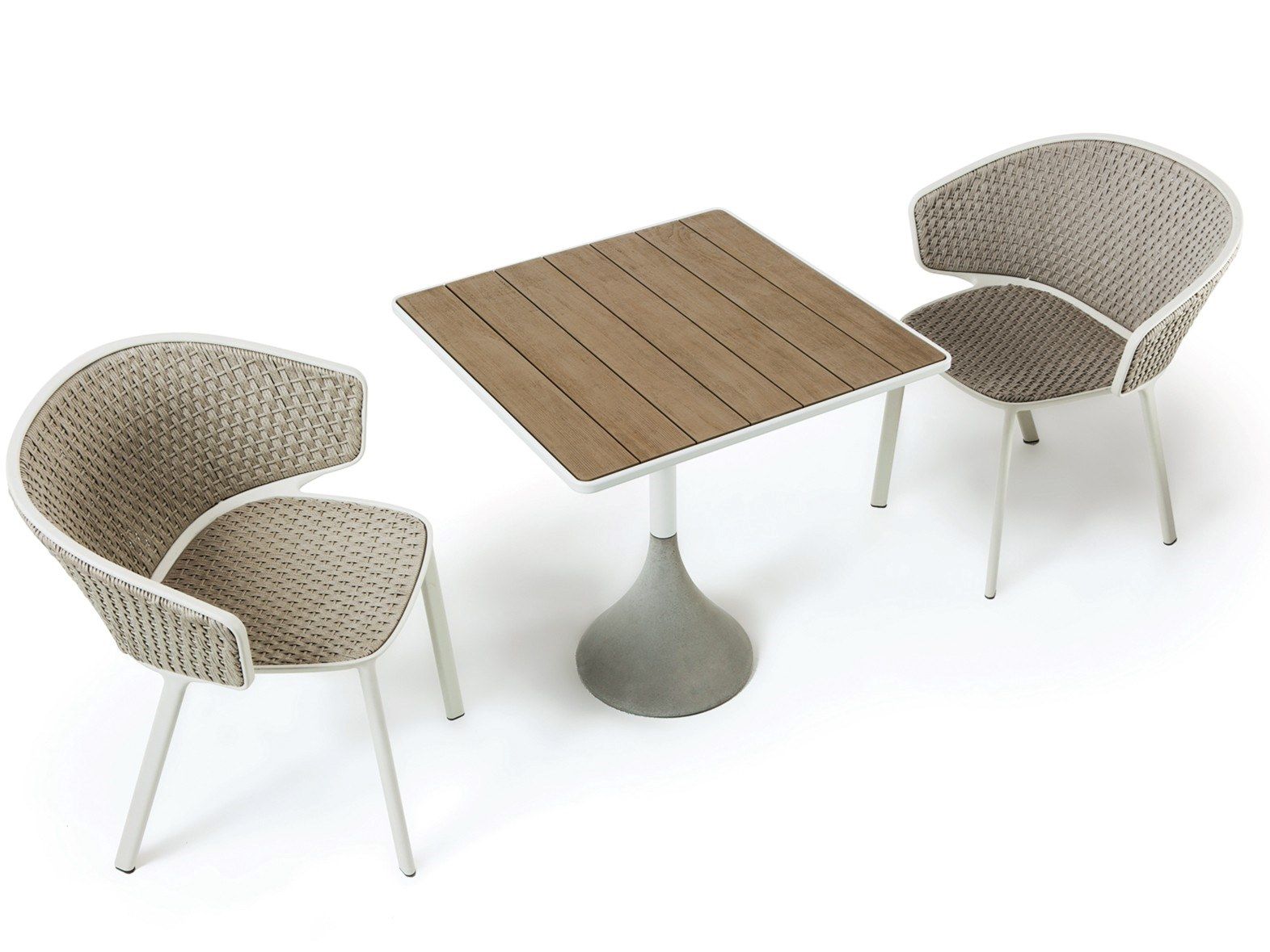 Стол с бетонным и алюминиевым основанием и столешницей из тика Ethimo ARCH-00050344 - Вид №6