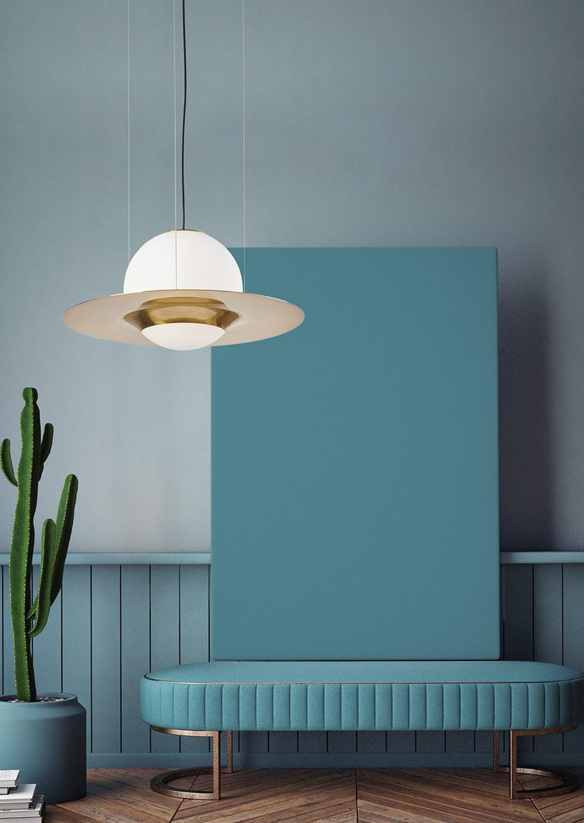 Miloox Подвесной светильник из матовой латуни и опалового стекла Hat 1744.89 - Вид №1