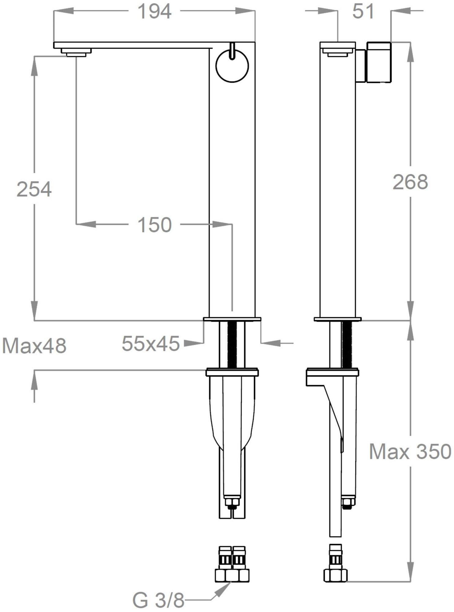 Fir Italia Смеситель для раковины на столешнице из нержавеющей стали Lifesteel 59 5911400 - Вид №1