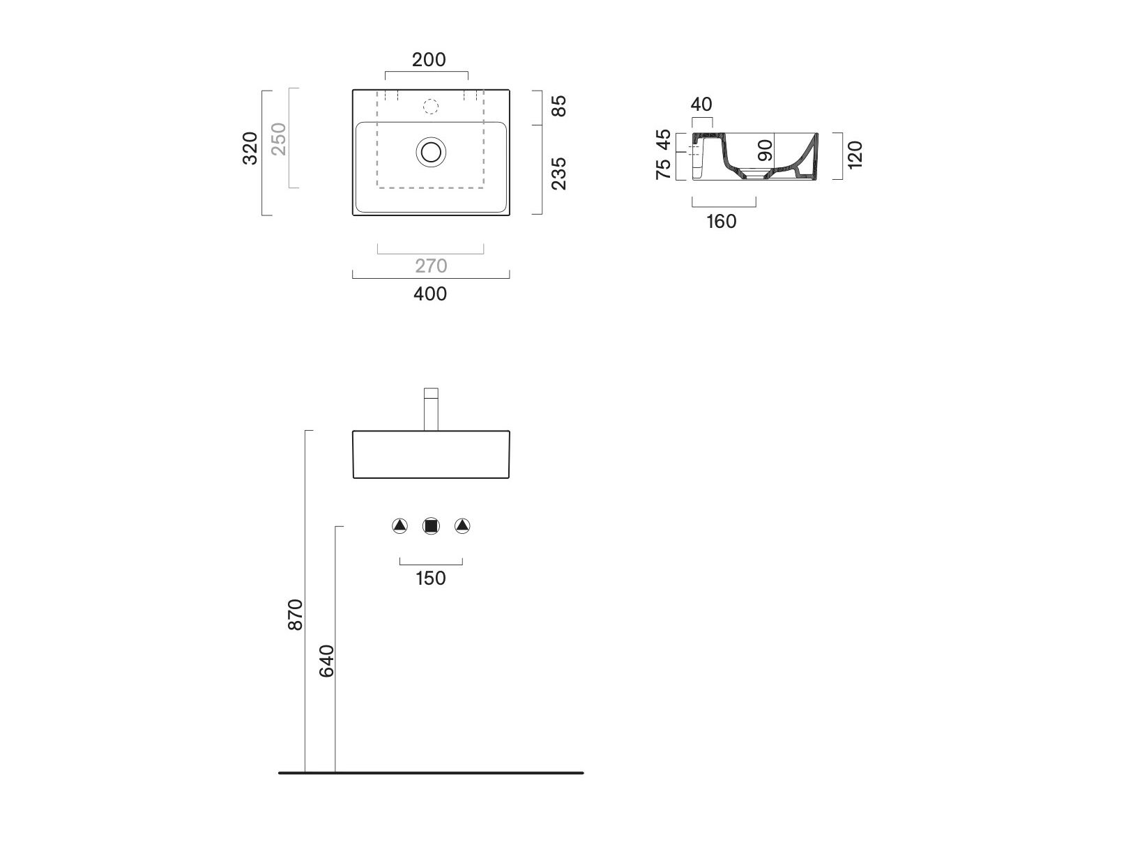 Одноместный умывальник CERAMICA CATALANO премиум ARCH-00108907 - Вид №3