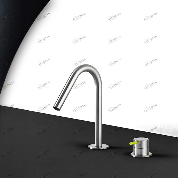 Смеситель для раковины сталь матовая с зеленой ручкой Toki Radomonte TKI30SCIL23