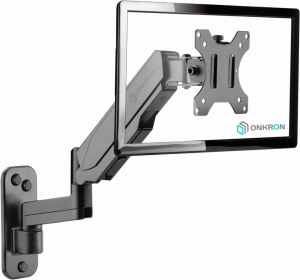 ONKRON G150 BLACK Кронштейн настенный для монитора / 13-32" 2колена, макс. 100*100, струбцина, наклон -35º+35º поворот 180º, расстояние от стены 85-521мм, макс.перемещение по вертикали 280мм, кабель-канал, пружина, нагрузка 1-8кг ONKRON