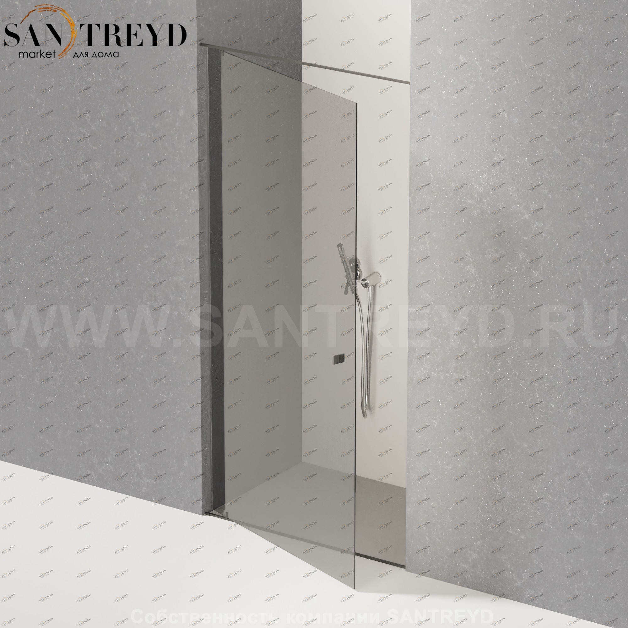 Душевое ограждение PLAN-A подрезаемое, стеклянная дымчатая перегородка с матовыми черными профилями. Размеры: длина от 70 до 100 см Agape APLA70100MN