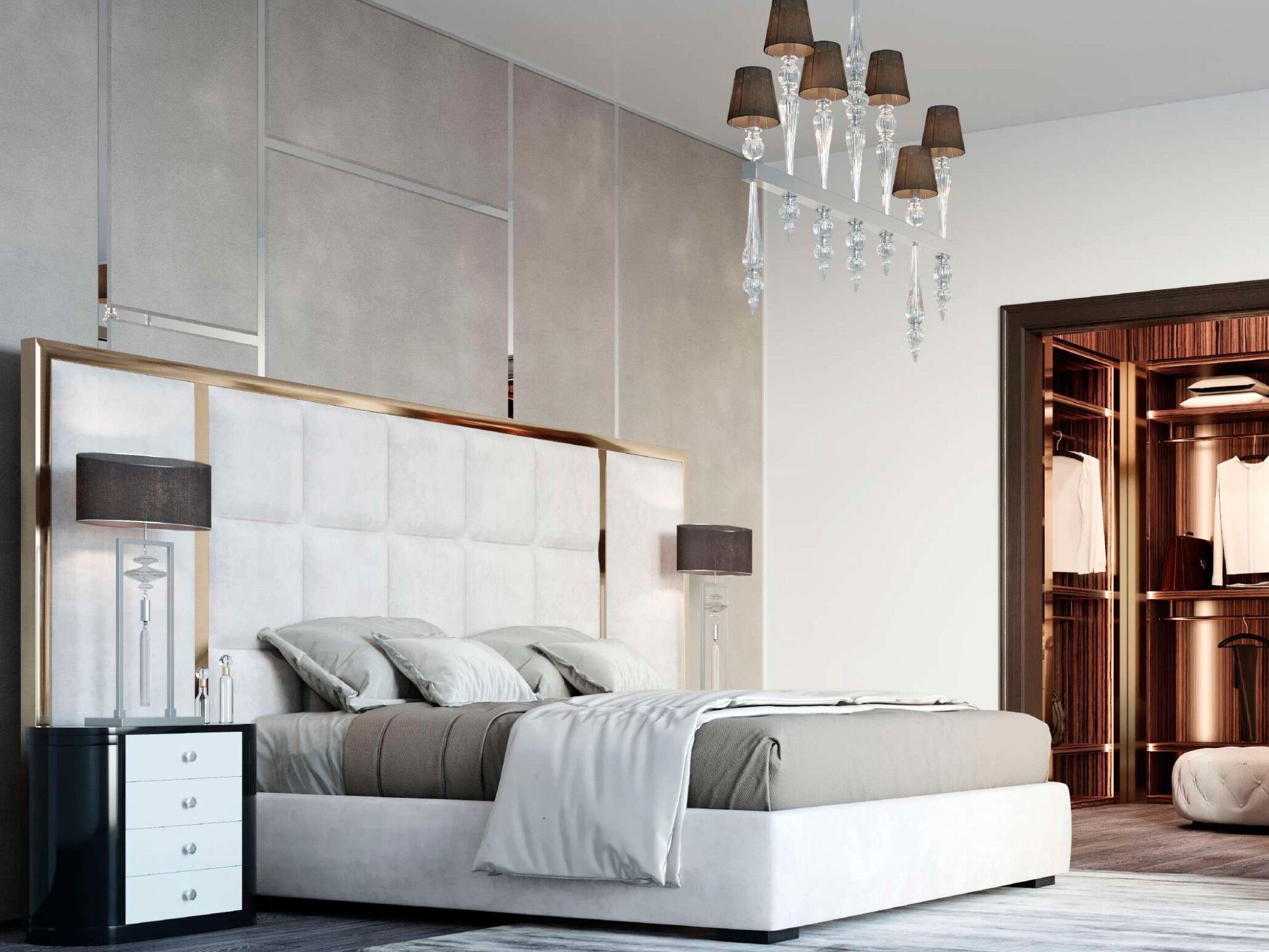 Деревянная двуспальная кровать с мягким изголовьем EUPHORIA PADDE ARCH-00099054 - Вид №1