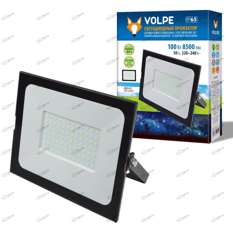 Прожектор светодиодный чёрный Volpe IP65 Black ULF-Q513 100W/6500K IP65 220-240В VOLPE ULF-Q513 00-3899396 Черный 