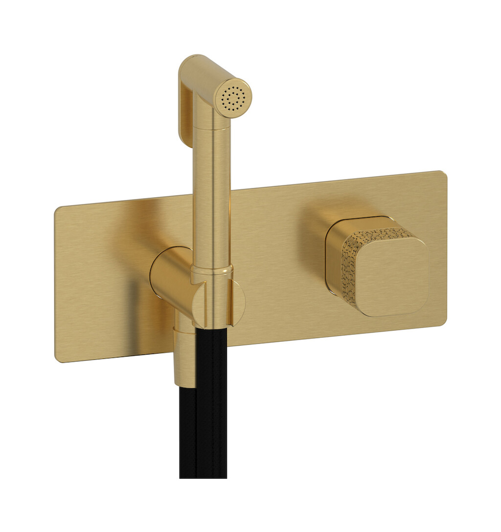 Внешние части гигенического душа со смесителем. WE ARE IB eo706os_2 Brushed Gold Elio