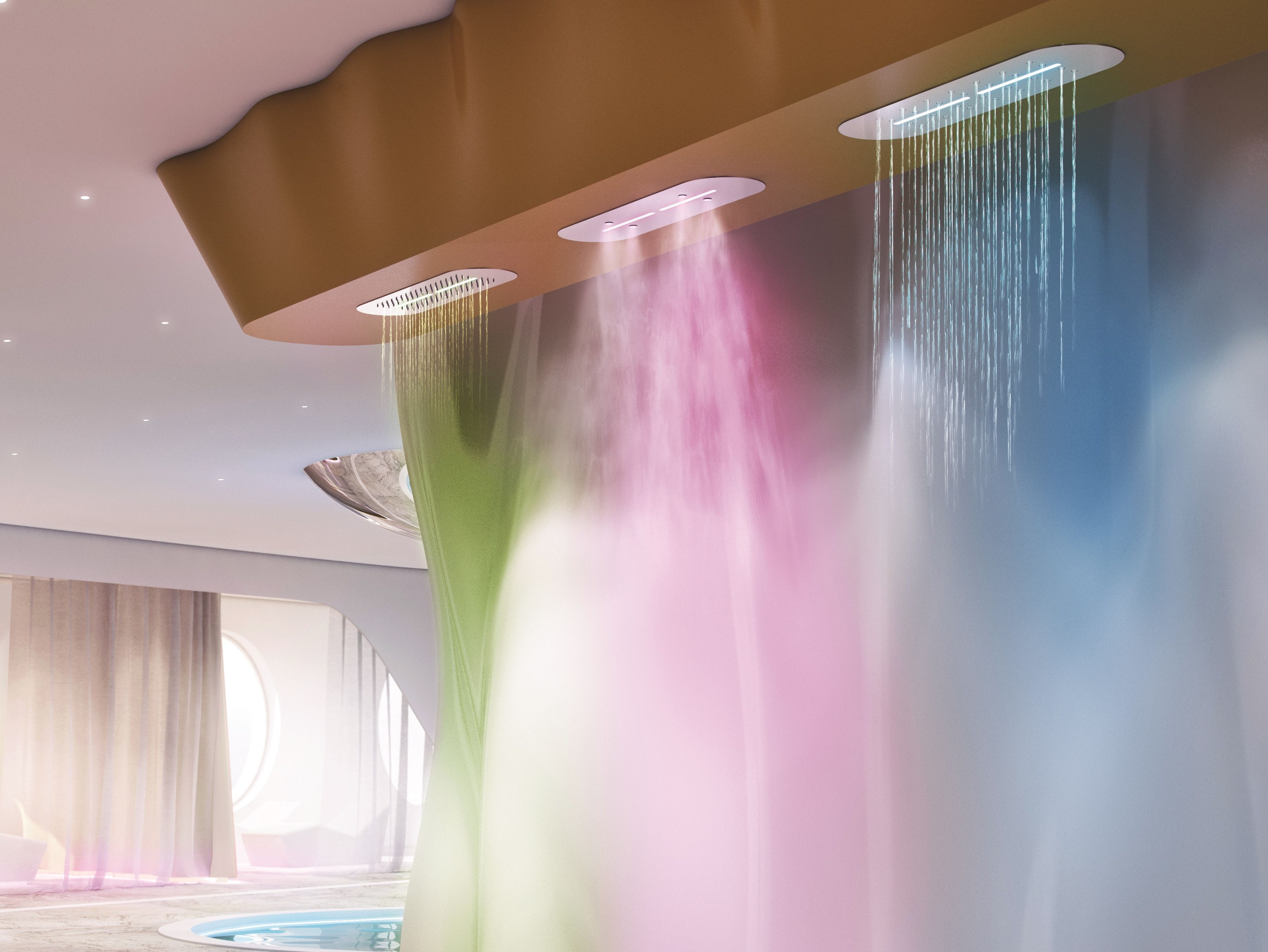 Потолочная душевая головка из нержавеющей стали с хромотерапией Ama Luxury Shower RAINYCLOUD ARCH-00139597
