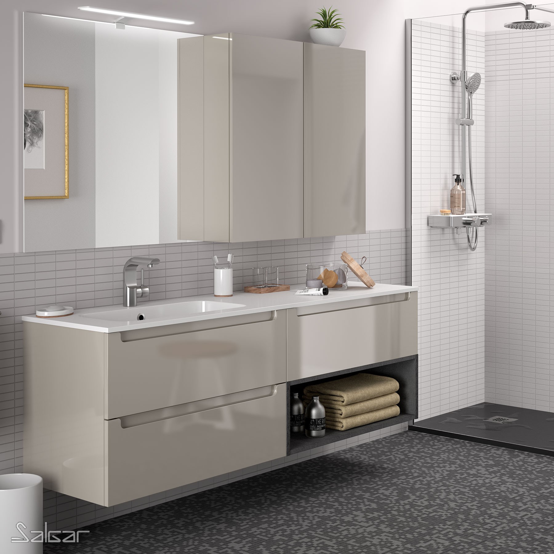 24333 SALGAR Раковина SOFIA 1605 Тумба слева MINERALMARMO 1605 x 15 x 460 мм - Вид №4