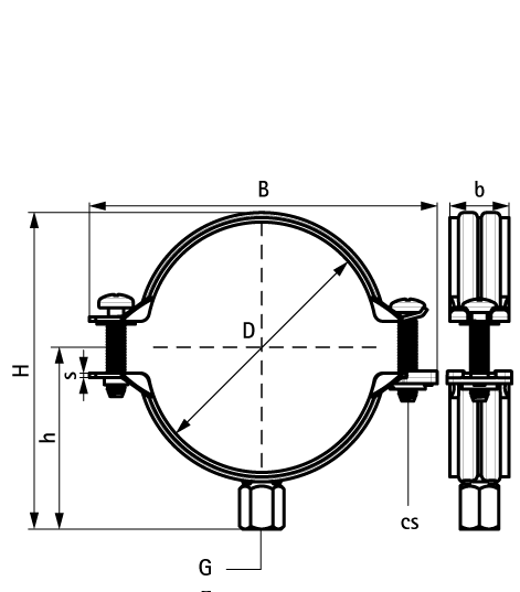 3008058 Bifix® G2 Хомуты (M8/10) (BUP1000) для изолированных, стальных, медных, чугунных и пластиковых (многослойных) труб walraven  - Вид №1