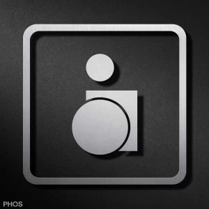 P0601S Пользователь инвалидной коляски пиктограмма туалет с рамкой PHOS