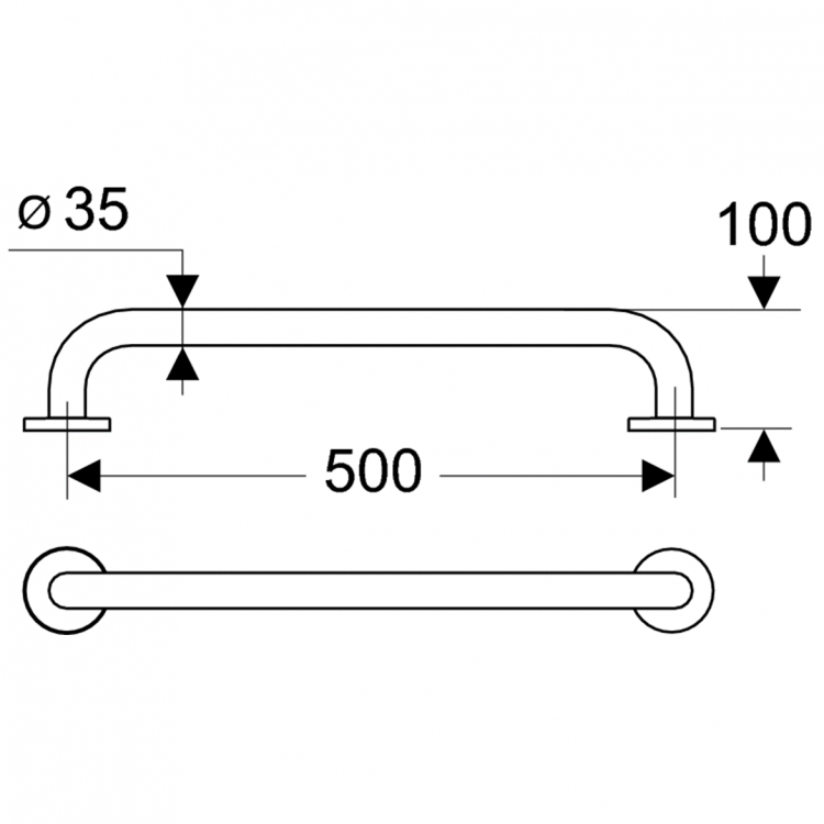 S6453MY Поручень опорный прямой 50 см Ideal Standard CONTOUR - Вид №1