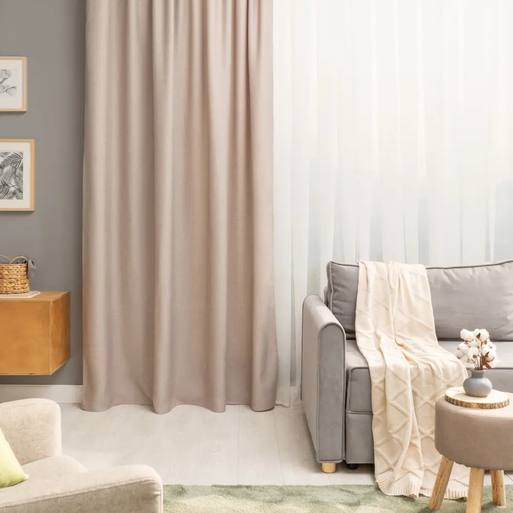 Штора на ленте Inspire Sely 200x280 см цвет серо-коричневый 82485655 STLM-2035259 