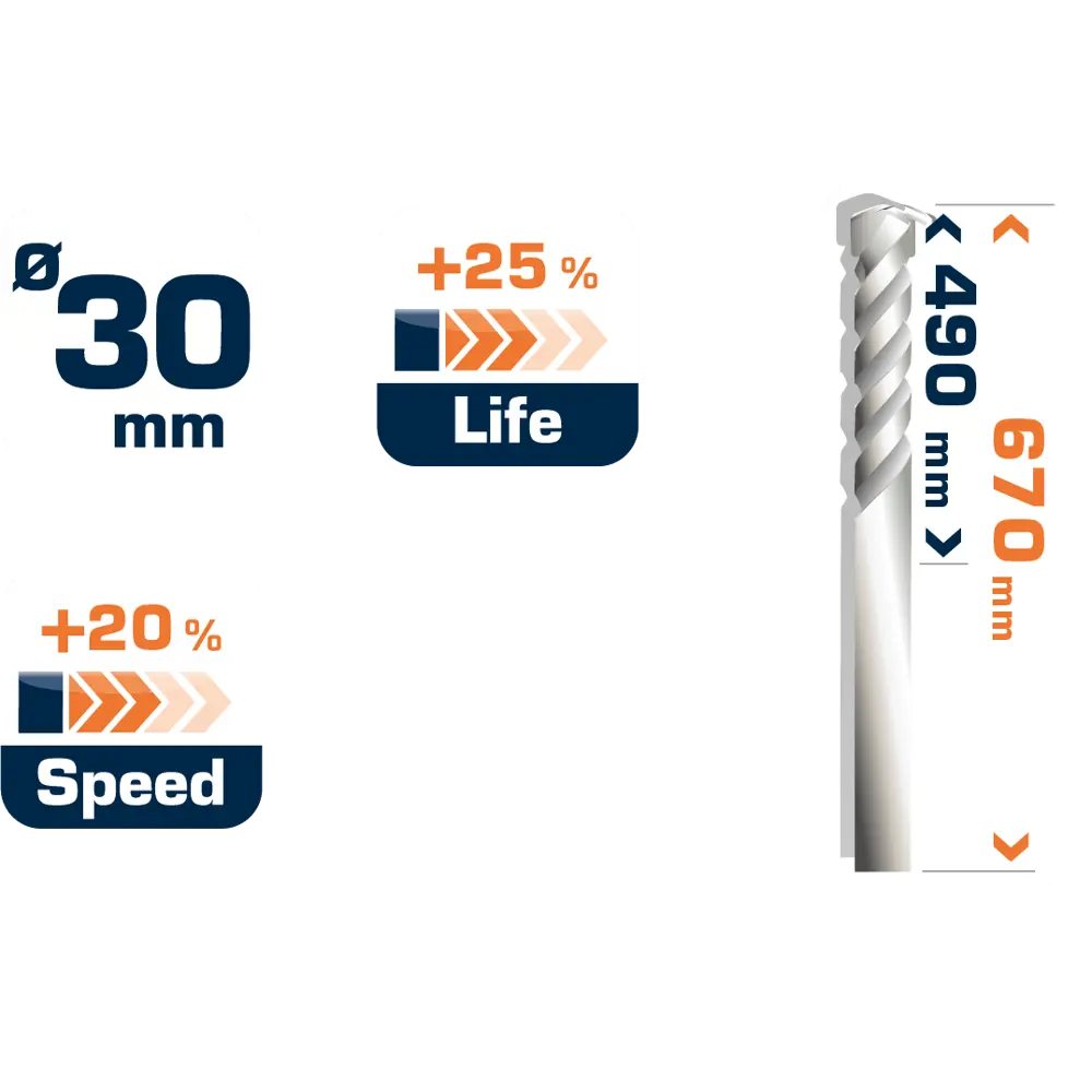 Бур по бетону SDS-max 30х520х670 мм Dexter FD-A0349 STLM-2058154 - Вид №4