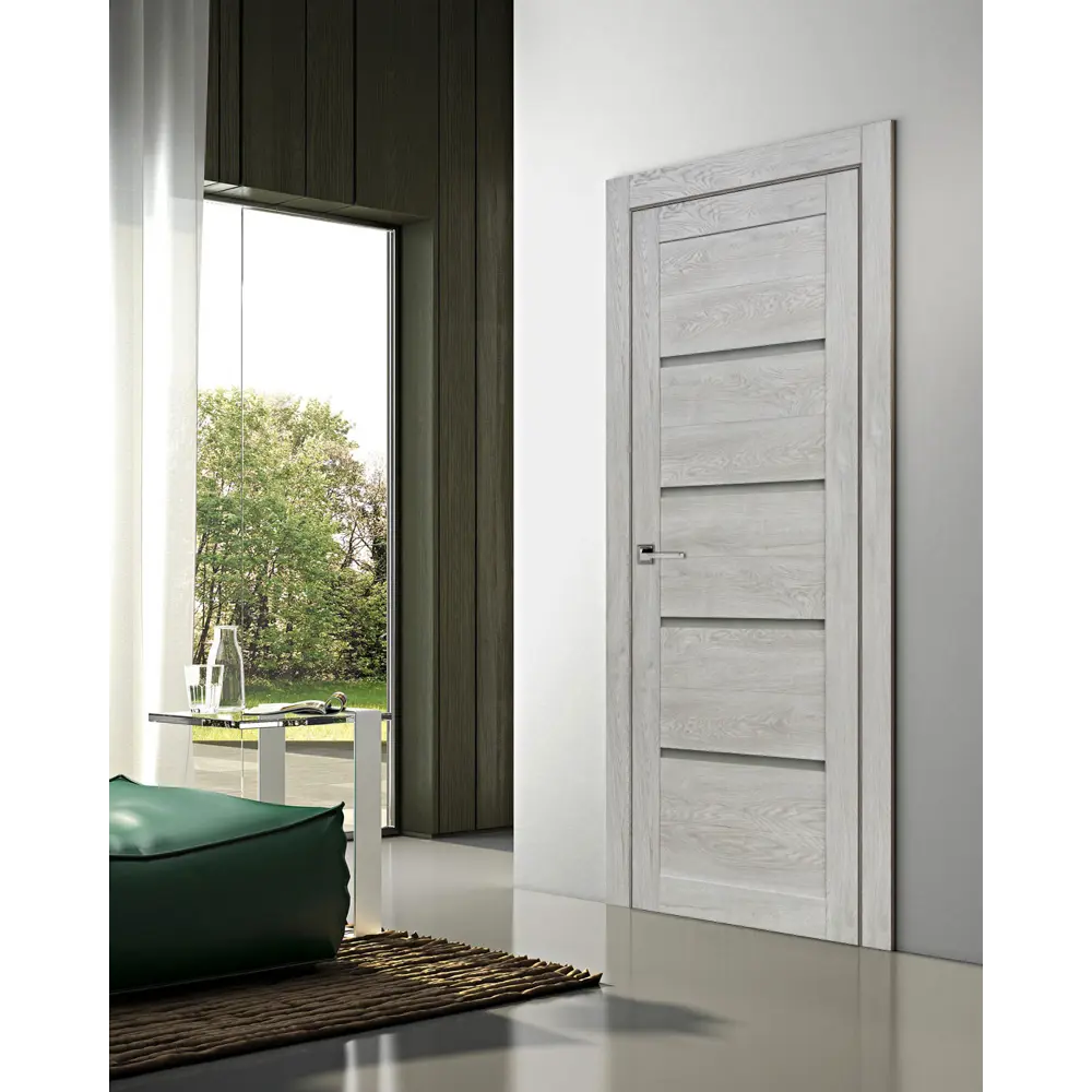 Комплект двери Тренд горизонтальный со стеклом 90x200 см Hardflex серый с добором 100 мм ПРИНЦИП STLM-2045174 - Вид №1