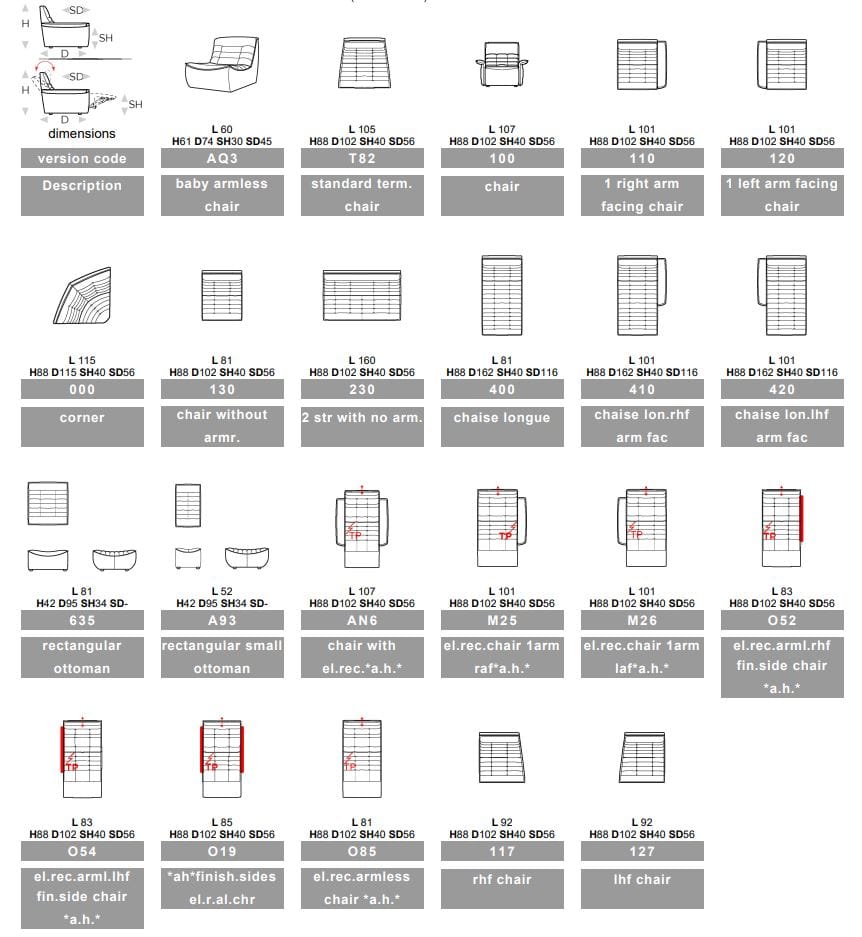 Секционный диван с откидной спинкой из кожи и ткани Calia Italia Modular ARCH-00057453 - Вид №7