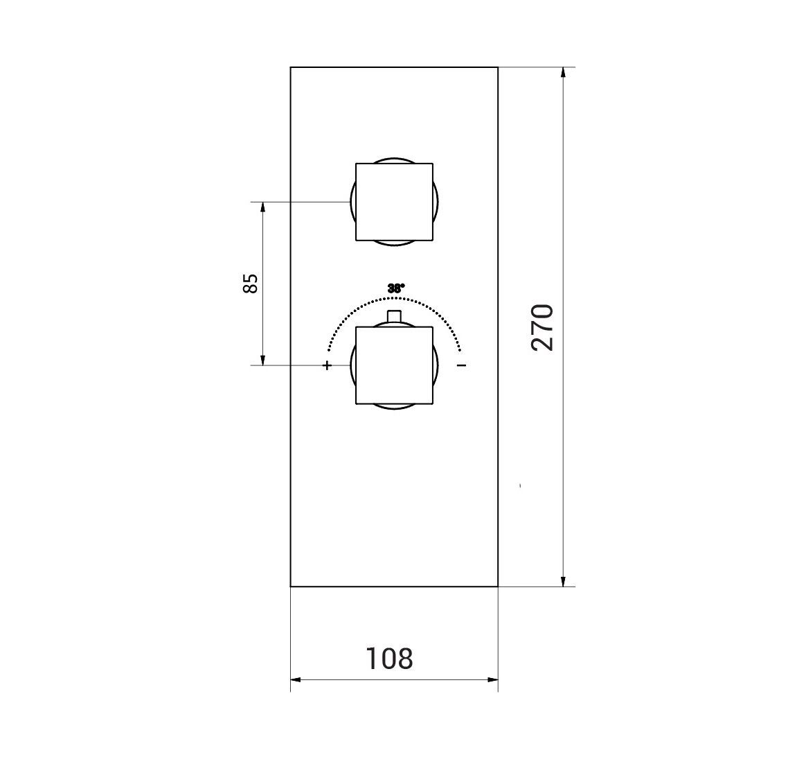 Термостатический смеситель для душа с 2 отверстиями Aquademy Square ARCH-00012104 - Вид №2