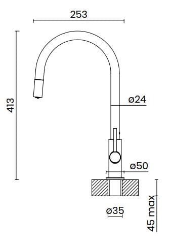 Однорычажный кухонный смеситель со съемным ручным душем TASCA RIALTO ARCH-00150364 - Вид №2