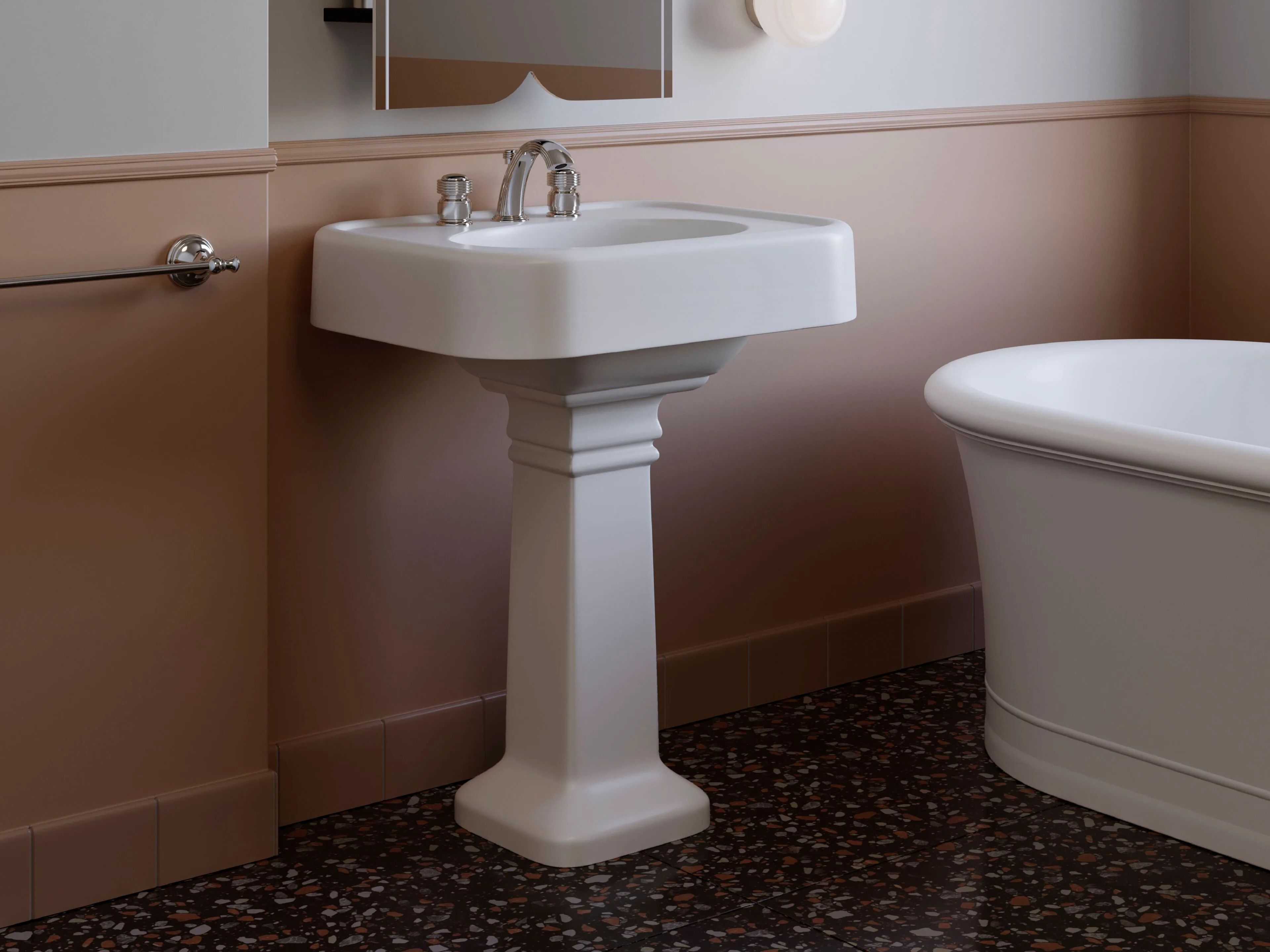 Умывальник White Tec Plus на колонне Devon&Devon BLUES IN WHITE TEC PLUS ARCH-00077339