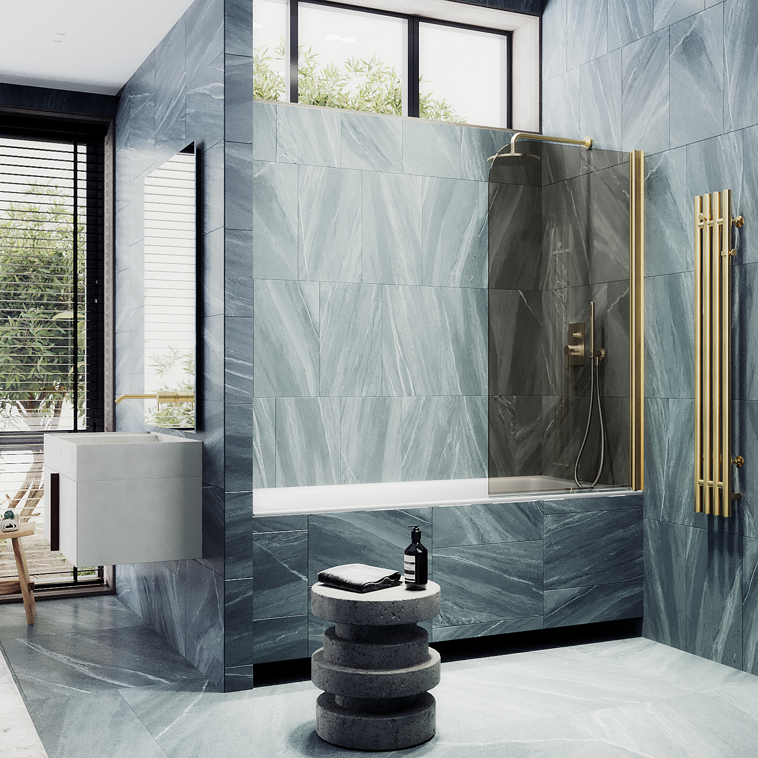 Шторка для ванны поворотная на монопетле ST-622-3 Public Steel