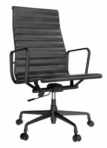 Кресло офисное кожаное черное 104х58 см Eames Style Ribbed Office Chair EA 119 SOHO DESIGN ДИЗАЙНЕРСКИЕ 00-3886257 Черный