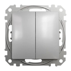 Выключатель встраиваемый Systeme Electric Sedna Design 2 клавиши, цвет алюминий