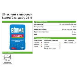 Шпаклёвка базовая Волма Стандарт, 25 кг