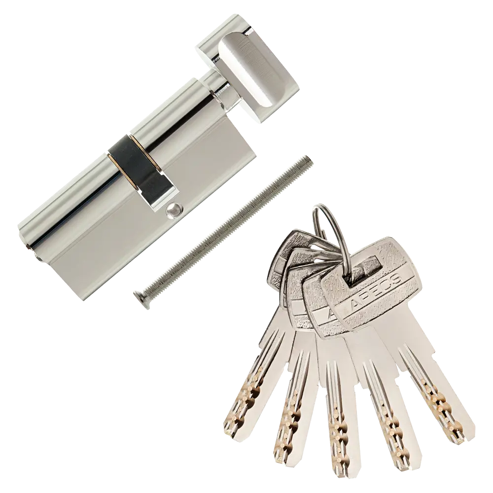Цилиндр Apecs SM-70(30C/40)-C-NI, 30x40 мм, ключ/вертушка, цвет никель ЦИЛИНДР APECS SM-70(30C/40)-C-NI КЛ-ВЕРТ STLM-2049010 - Вид №1