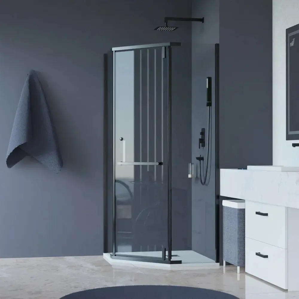 91800279 Душевой уголок RGW Hotel HO-081 381519, 90x90x195 см, профиль черный STLM-0990026