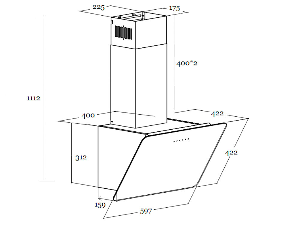 9145465 Вытяжка наклонная SCHTOFF TITAN 60 белый STDN-0031482 - Вид №2