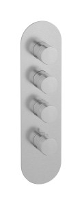 External part of thermostatic 3 ways, round plate, vertical, Vinile handle WE ARE IB eua312ssnvn Brushed Nickel Aqua
