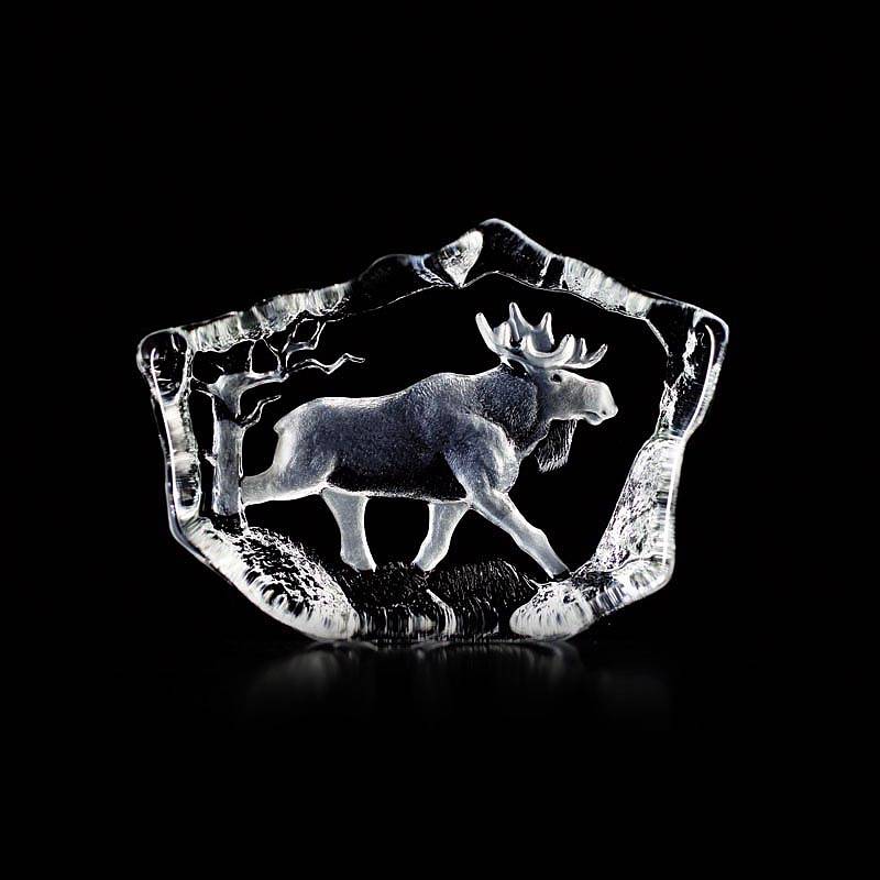 33747 Скульптура из прозрачного хрусталя "Лось", 140/100 мм. Maleras 